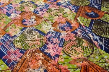 Preview: ORANGE LIME FAN ORANGE METALLIC-Osikani Stoff